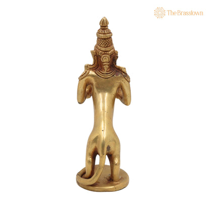 Brass Yali Lamp – Handcrafted Lion Holding Vilakku, Peetal Pital Pittal Deepam, Traditional South Indian Pooja Deepa 8 Inch 4