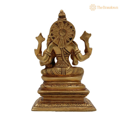 Brass Varaha Lakshmi Idol – Handcrafted Lakshmi Varaha Murti, Varaha Swamy with Lakshmi Statue, Pital Vigraham Moorti for Puja 5.5 Inch 4