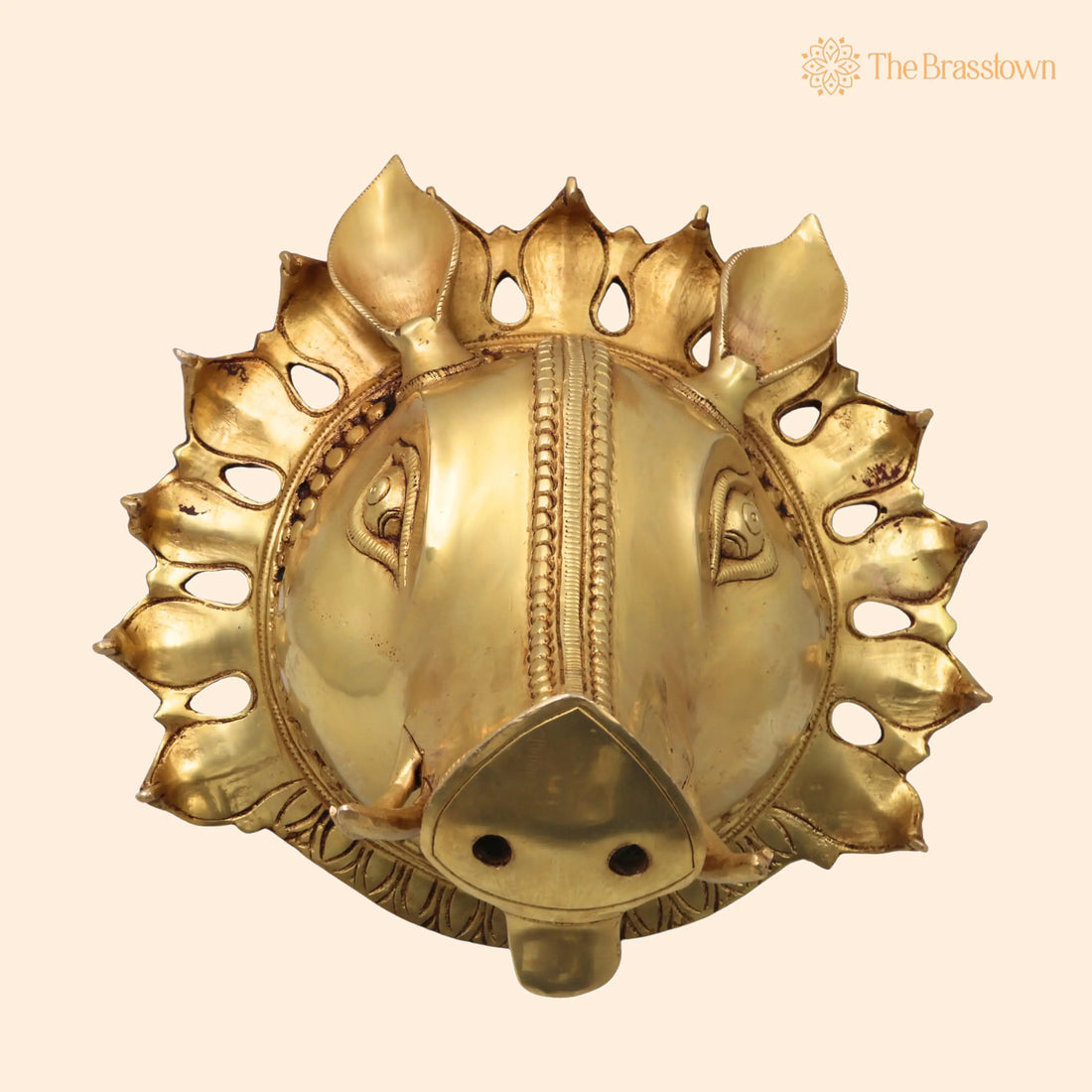 Brass Varaha Head Idol – Handcrafted Varahadev Murti Wall Hanging, Peetal Varaha Pratima for Home Temple Décor &amp; Gifts 9 Inch 1