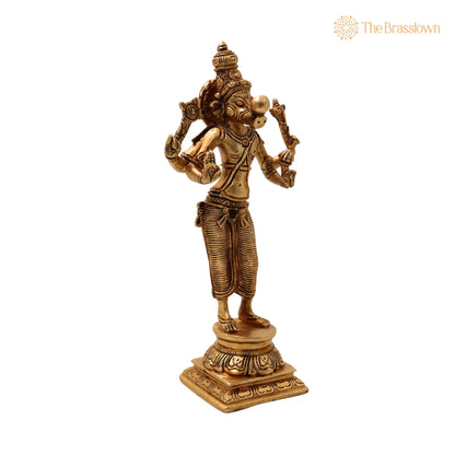 Brass Standing Varaha Swamy Idol Holding Prithvi (Bhu) – Handcrafted Traditional Murti for Puja, Home Mandir &amp; Décor 9 Inch 2