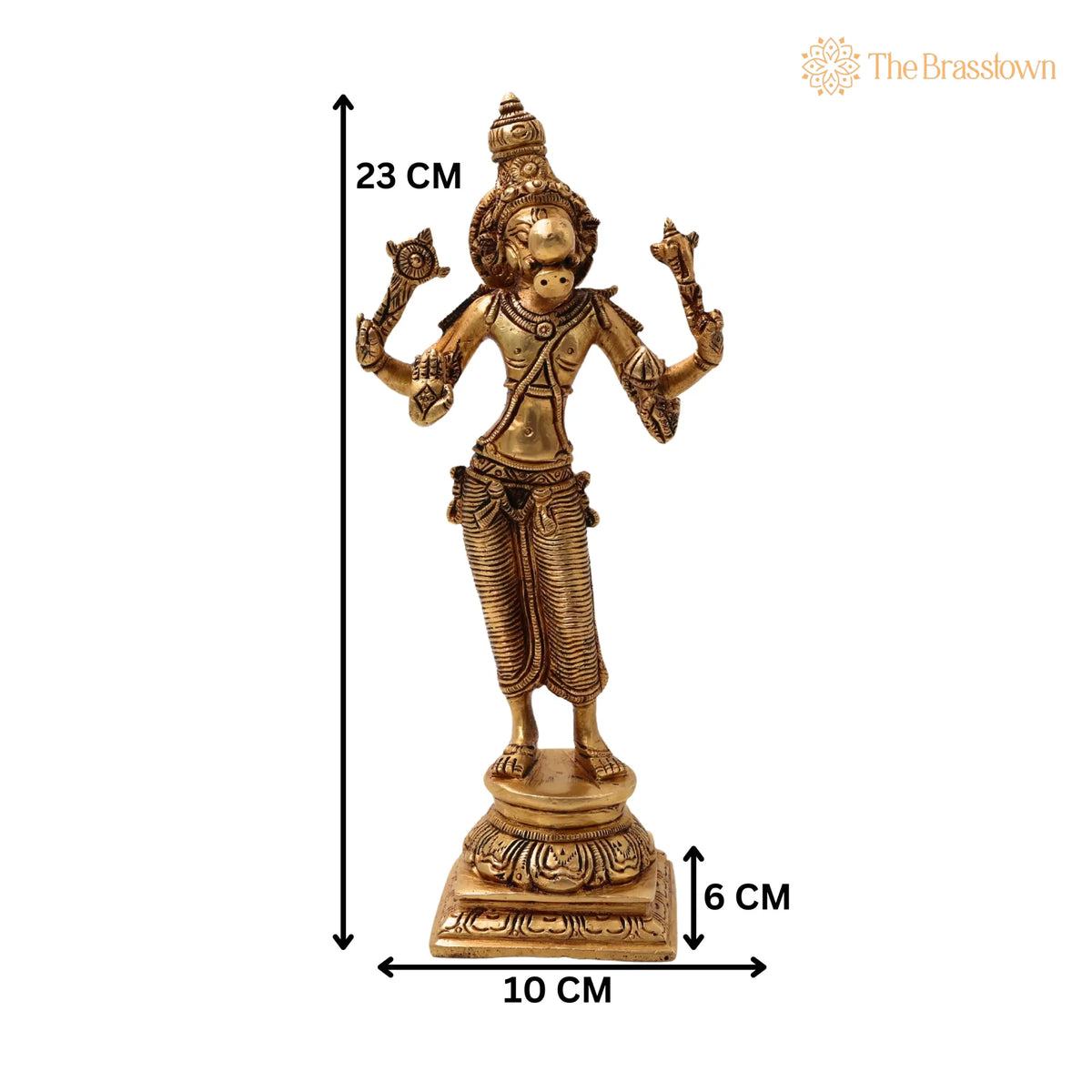 Brass Standing Varaha Swamy Idol Holding Prithvi (Bhu) – Handcrafted Traditional Murti for Puja, Home Mandir &amp; Décor 9 Inch 5