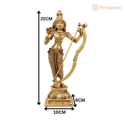 Brass Sri Ram Idol – Handcrafted Shree Rama Murti, Ramachandra Statue, Kodanda Ramar Vigraham for Puja, Home Mandir &amp; Décor 9 Inch 5