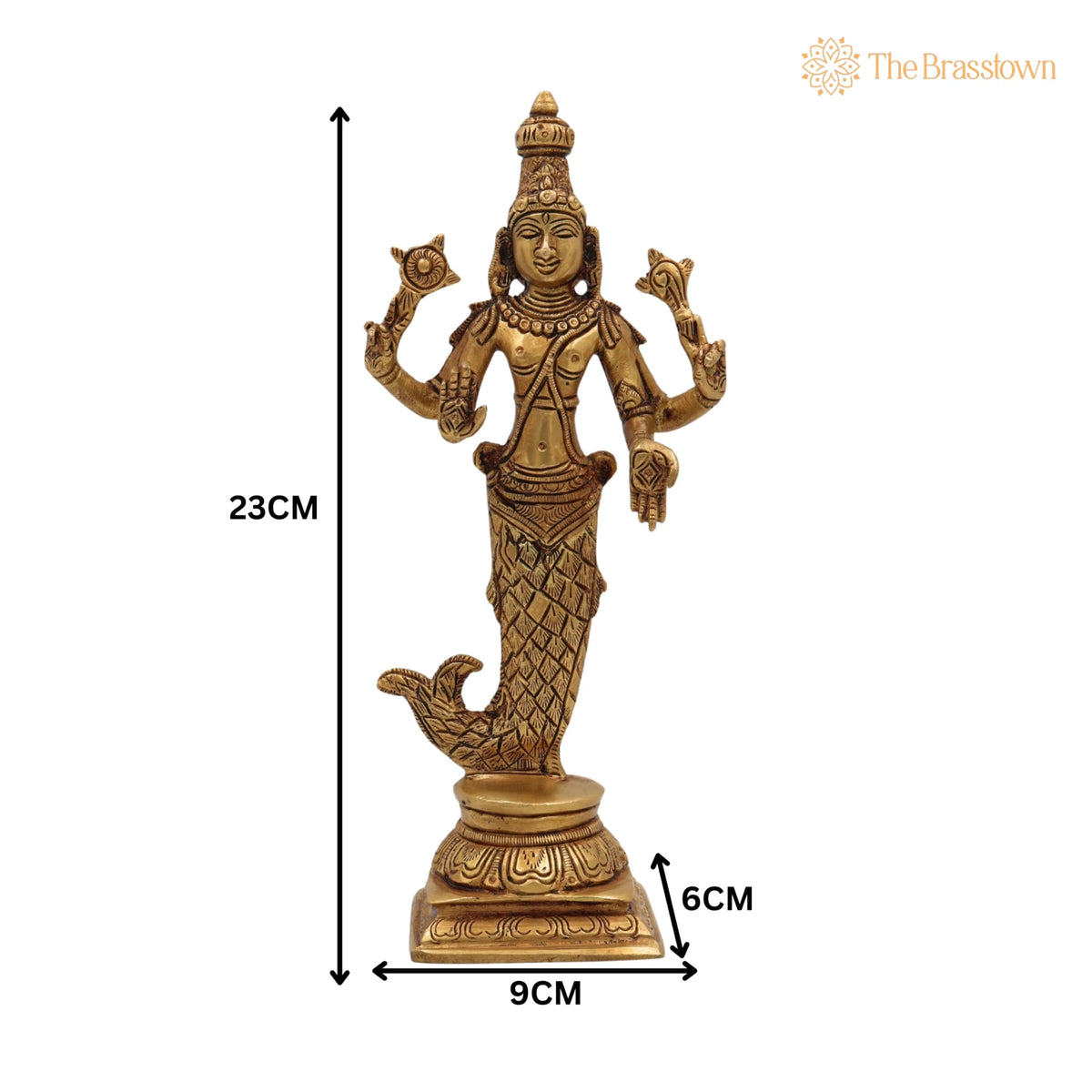 Brass Vishnu Matsya Avatar Idol – Handcrafted Meeneshwara, Matsya Narayan, Pital Vigraha Statue for Puja, Home Décor &amp; Gifts 9 Inch 5