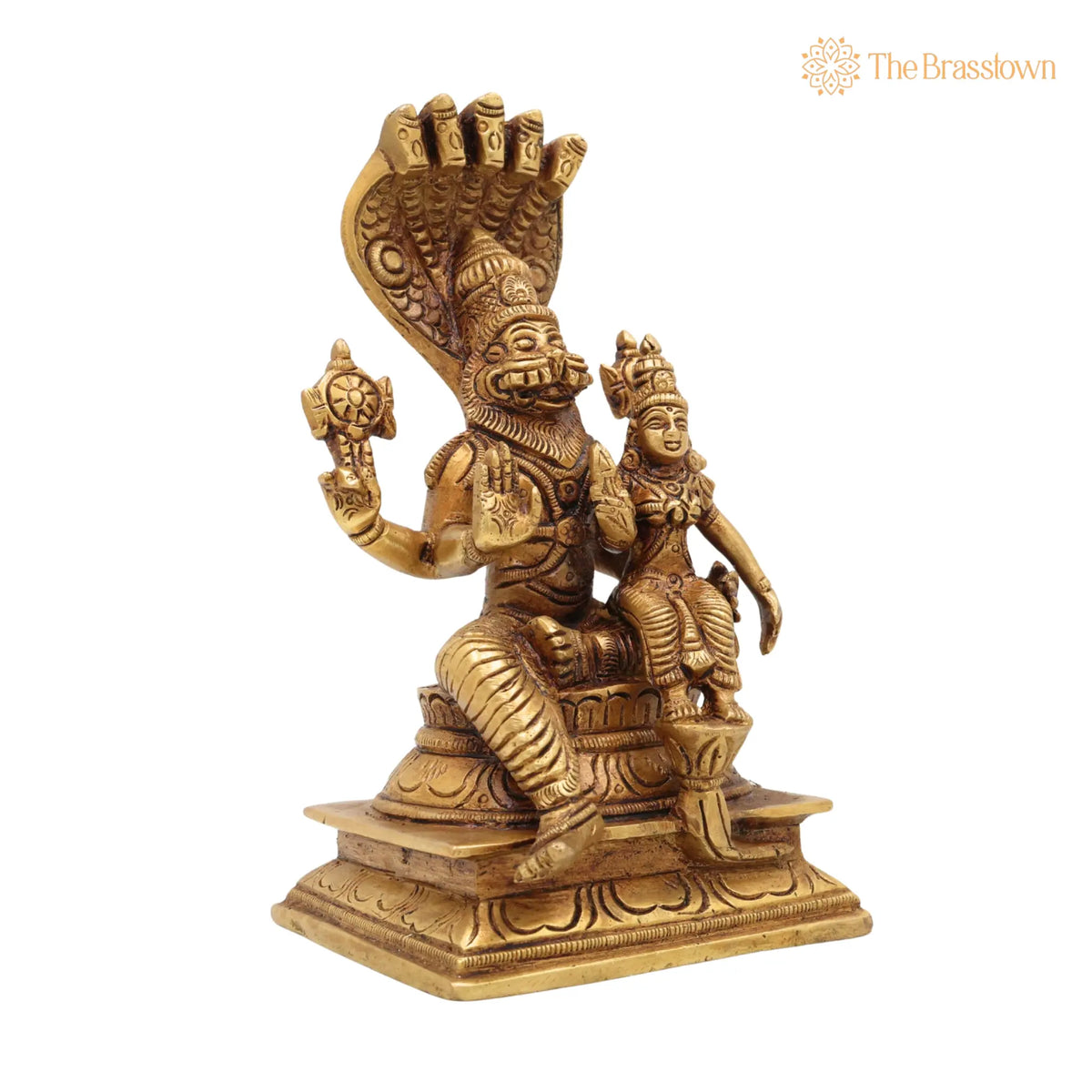 Brass Lakshmi Narasimha Swamy Idol – Handcrafted Yoga Narasimha Murti, Nrisimha Deva Statue, Ugra Narasimha Vigraham 7.5 Inch 2