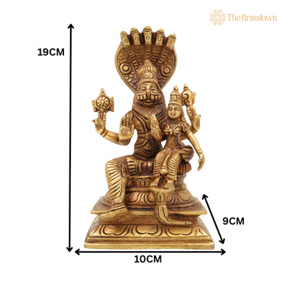 Brass Lakshmi Narasimha Swamy Idol – Handcrafted Yoga Narasimha Murti, Nrisimha Deva Statue, Ugra Narasimha Vigraham 7.5 Inch 5
