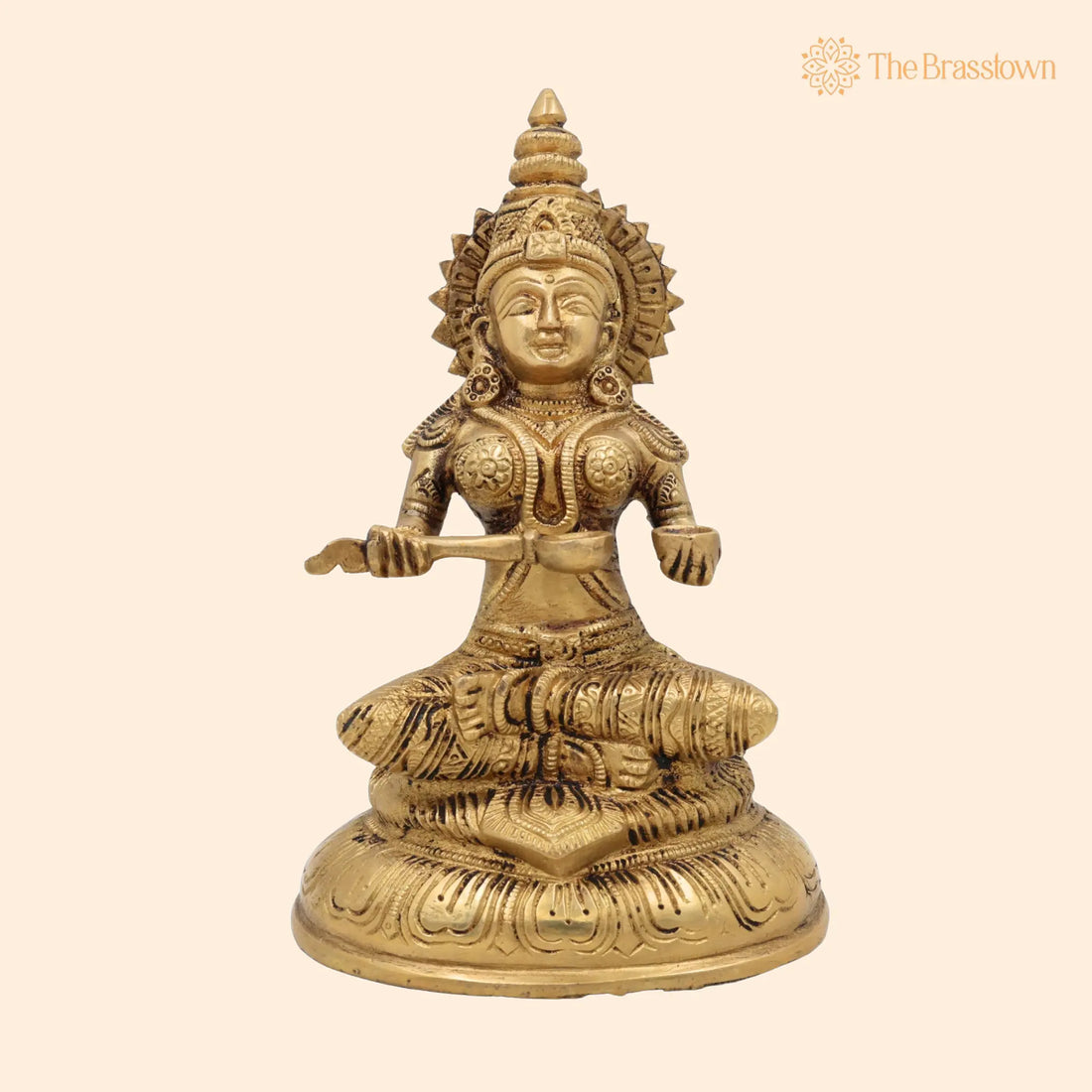 Brass Goddess Annapurna Devi Idol – Handcrafted Annapurneshwari Annpurna Annapoorneshwari Annaporna Murti for Puja, Home Mandir &amp; Décor 8 Inch 1