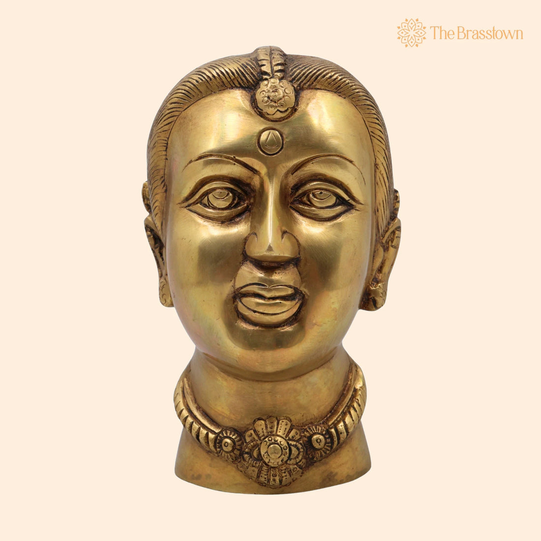 Brass Gowri Face Idol – Handcrafted Home Temple, Décor &amp; Gifting 7 Inch 1