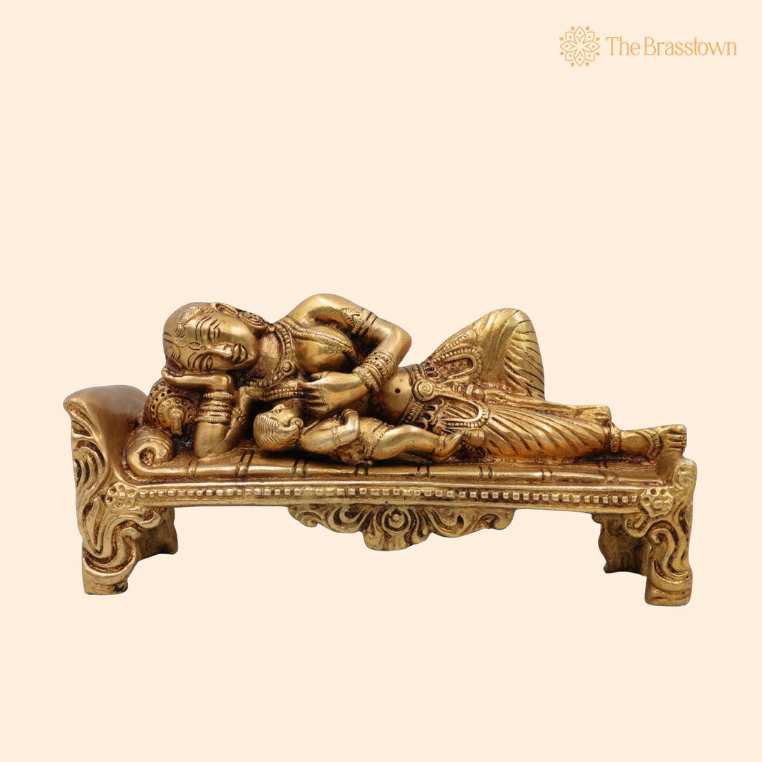 Brass Yashoda Feeding Krishna Idol – Handcrafted Nursing Mother Statue, Yashoda Breastfeeding Baby Krishna Murti 4.5 Inch 1