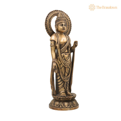 Brass Buddha Standing Idol – Handcrafted Gautama Buddha Murti, Meditating Lord Buddha Statue, Dhyana Buddha Figurine for Home Décor 16 Inch 2