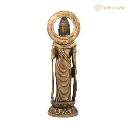 Brass Buddha Standing Idol – Handcrafted Gautama Buddha Murti, Meditating Lord Buddha Statue, Dhyana Buddha Figurine for Home Décor 16 Inch 4
