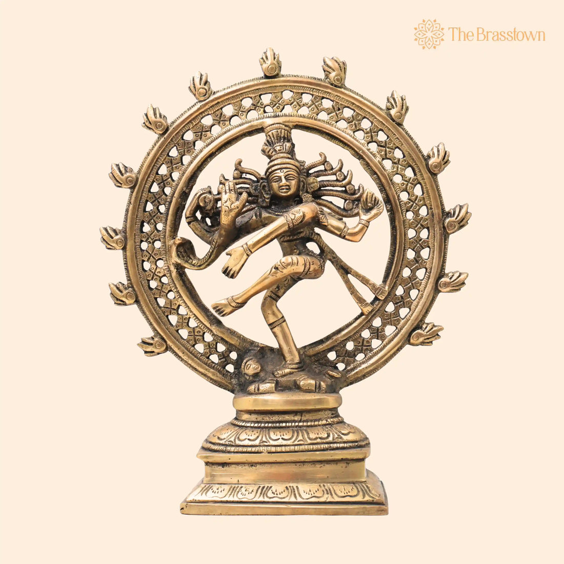 Brass Nataraja Idol – Handcrafted Dancing Nataraj, Hindu Dance God for Puja, Home Mandir &amp; Décor 8.5 Inch 1