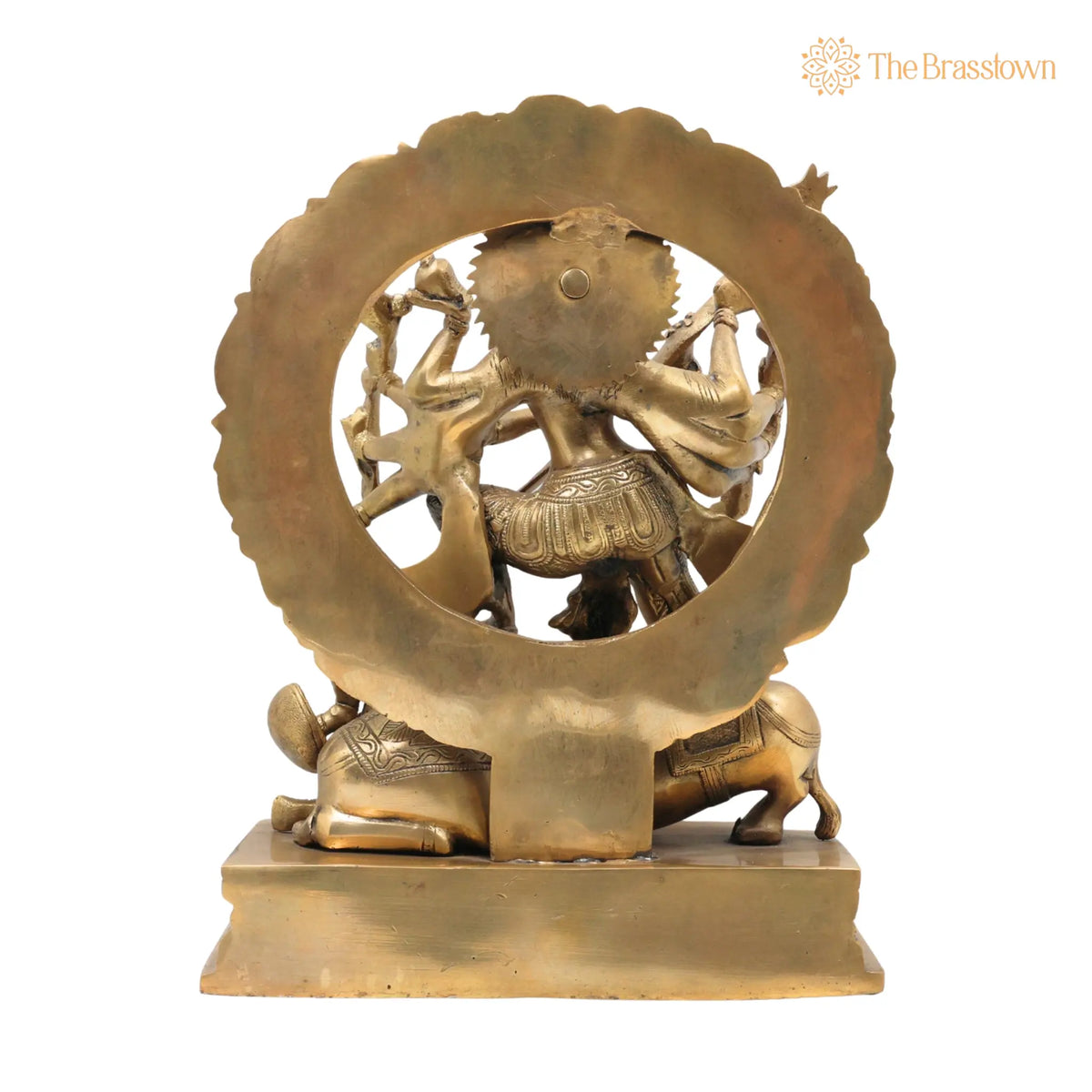 Brass Durga Devi Idol – Handcrafted Mahishasura Mardini, Shakti, Chamundeshwari, Vaishno Devi, Tulja Bhavani 13 Inch 4