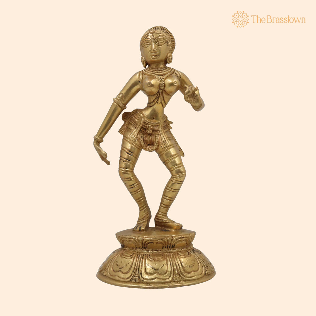Brass Apsara Idol – Peetal Devangana Murti, Pital Urvashi Menaka Statue, Handcrafted Swargiya Sundari Nartaki Figurine 9.5 Inch 1