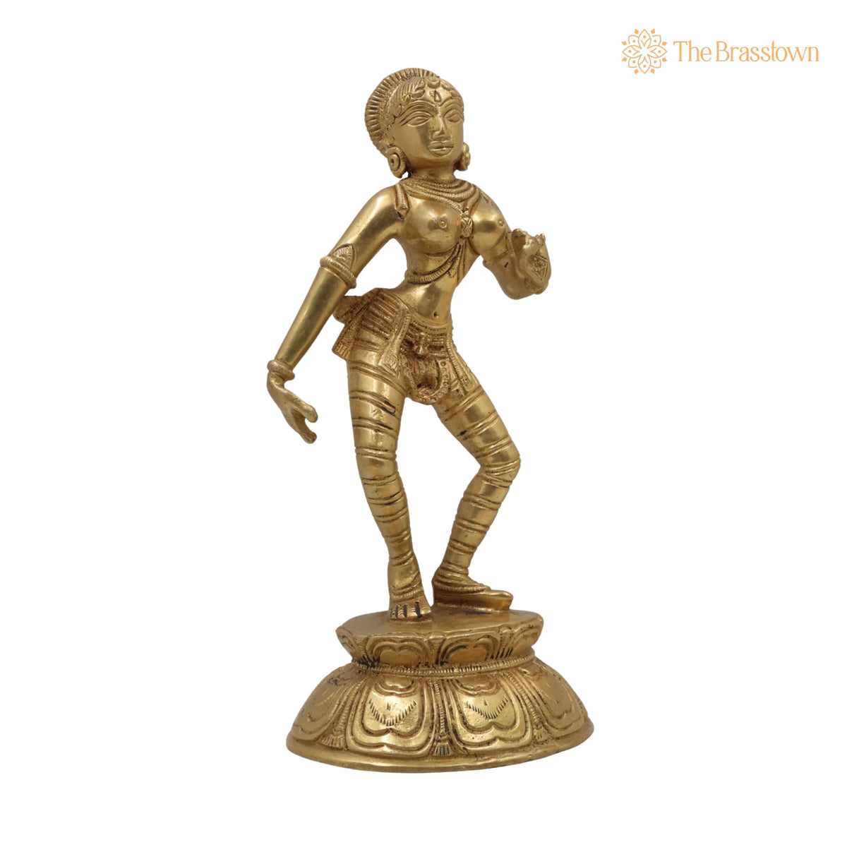 Brass Apsara Idol – Peetal Devangana Murti, Pital Urvashi Menaka Statue, Handcrafted Swargiya Sundari Nartaki Figurine 9.5 Inch 2
