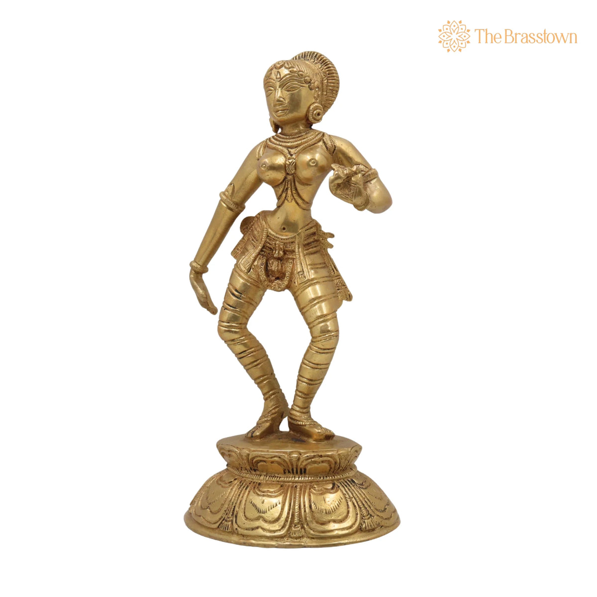 Brass Apsara Idol – Peetal Devangana Murti, Pital Urvashi Menaka Statue, Handcrafted Swargiya Sundari Nartaki Figurine 9.5 Inch 3