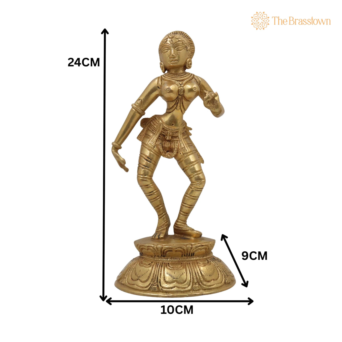 Brass Apsara Idol – Peetal Devangana Murti, Pital Urvashi Menaka Statue, Handcrafted Swargiya Sundari Nartaki Figurine 9.5 Inch 5