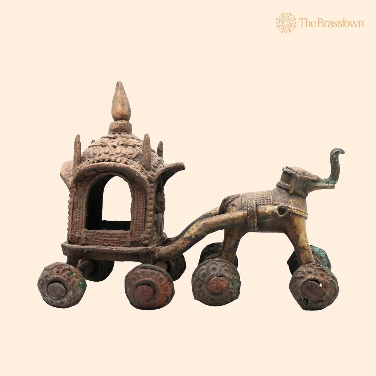 Brass Antique Horse Cart Showpiece – Handcrafted Bullock Cart Décor 6.5 Inch 1