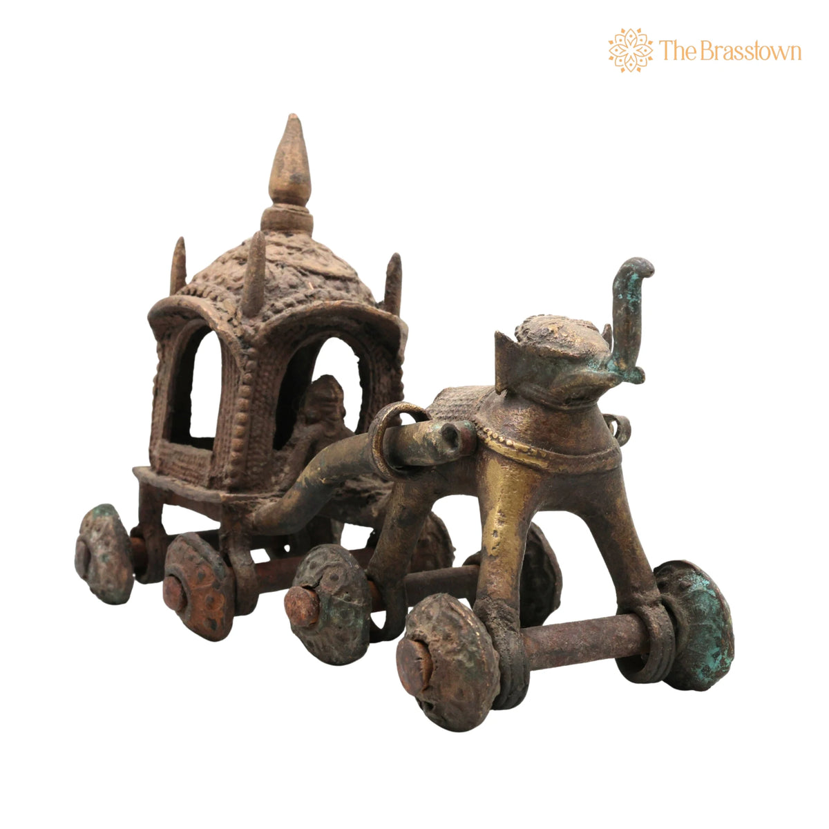 Brass Antique Horse Cart Showpiece – Handcrafted Bullock Cart Décor 6.5 Inch 2