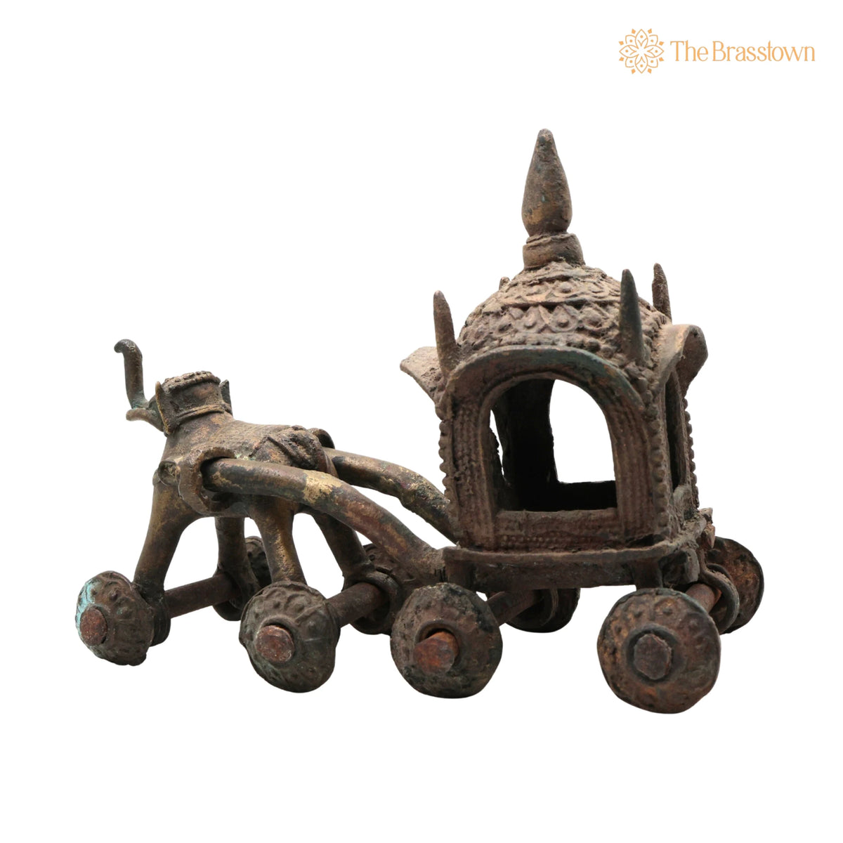 Brass Antique Horse Cart Showpiece – Handcrafted Bullock Cart Décor 6.5 Inch 4