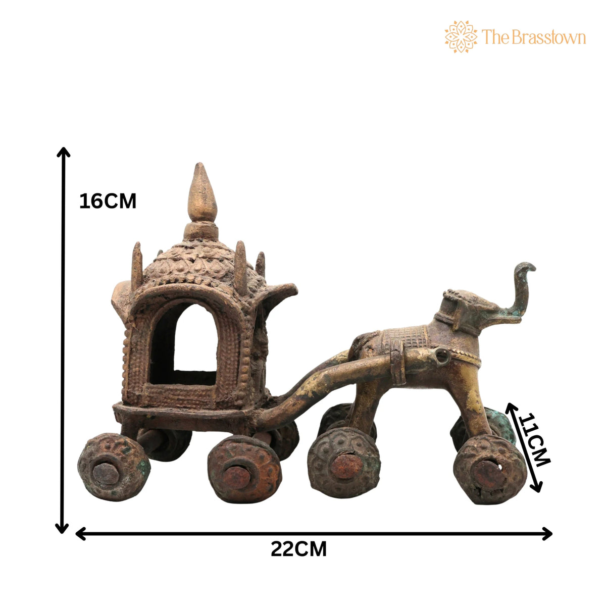 Brass Antique Horse Cart Showpiece – Handcrafted Bullock Cart Décor 6.5 Inch 5