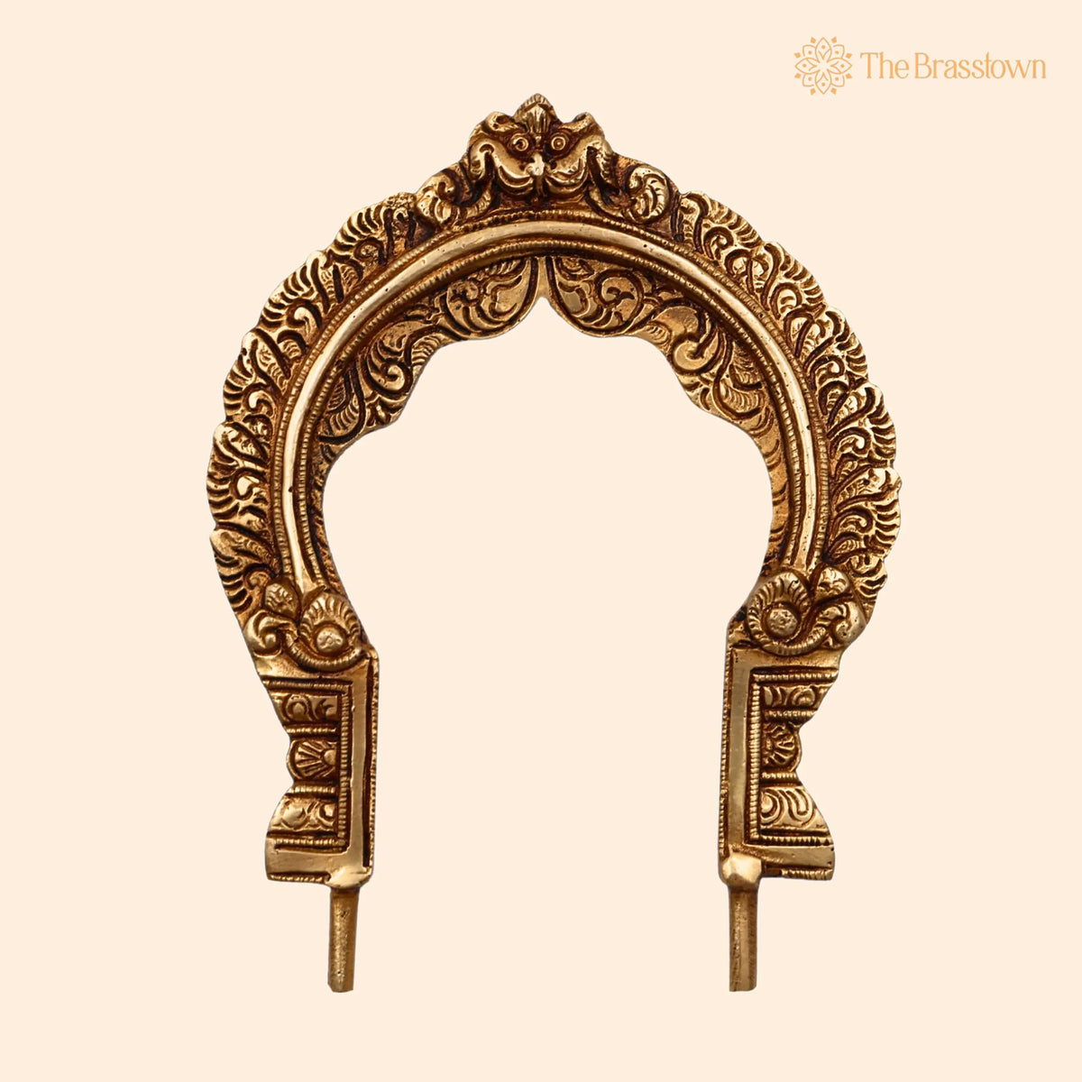 Brass Prabhavali Arch Frame – Handcrafted Small Wall Hanging Prabhawali for Deity, Traditional Pooja Backdrop for Home Temple Décor 7 Inch 1