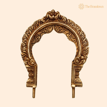 Brass Prabhavali Arch Frame – Handcrafted Small Wall Hanging Prabhawali for Deity, Traditional Pooja Backdrop for Home Temple Décor 7 Inch 1