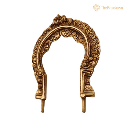Brass Prabhavali Arch Frame – Handcrafted Small Wall Hanging Prabhawali for Deity, Traditional Pooja Backdrop for Home Temple Décor 7 Inch 3