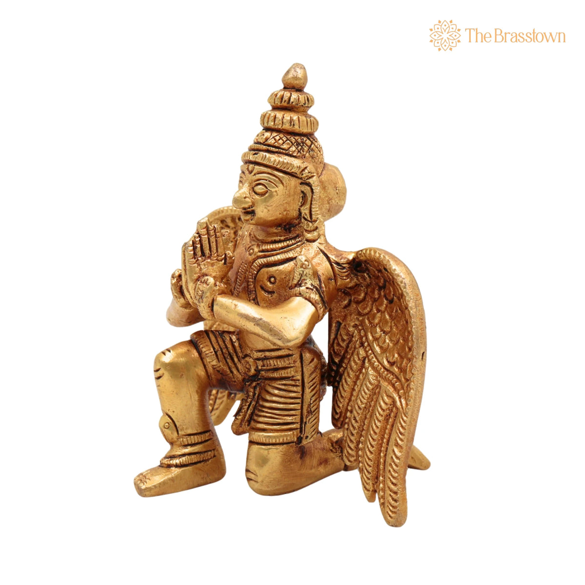 Brass Garuda Dev Idol – Handcrafted Garuthman, Pakshiraj, Suparna, Peetal Sitting Murti for Home Temple &amp; Pooja Décor 4.5 Inch 2