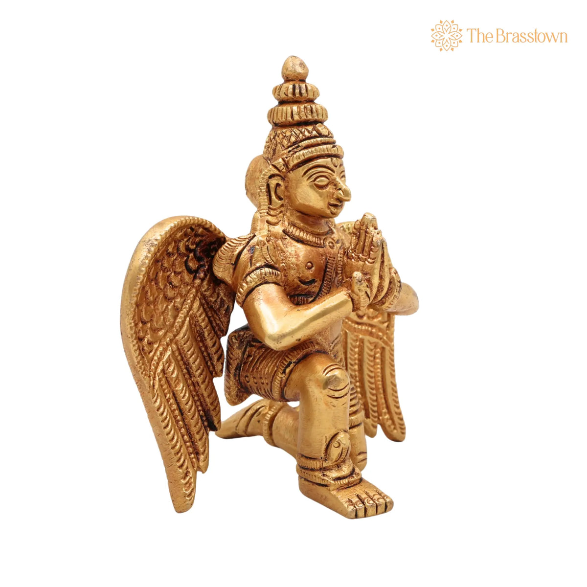 Brass Garuda Dev Idol – Handcrafted Garuthman, Pakshiraj, Suparna, Peetal Sitting Murti for Home Temple &amp; Pooja Décor 4.5 Inch 3