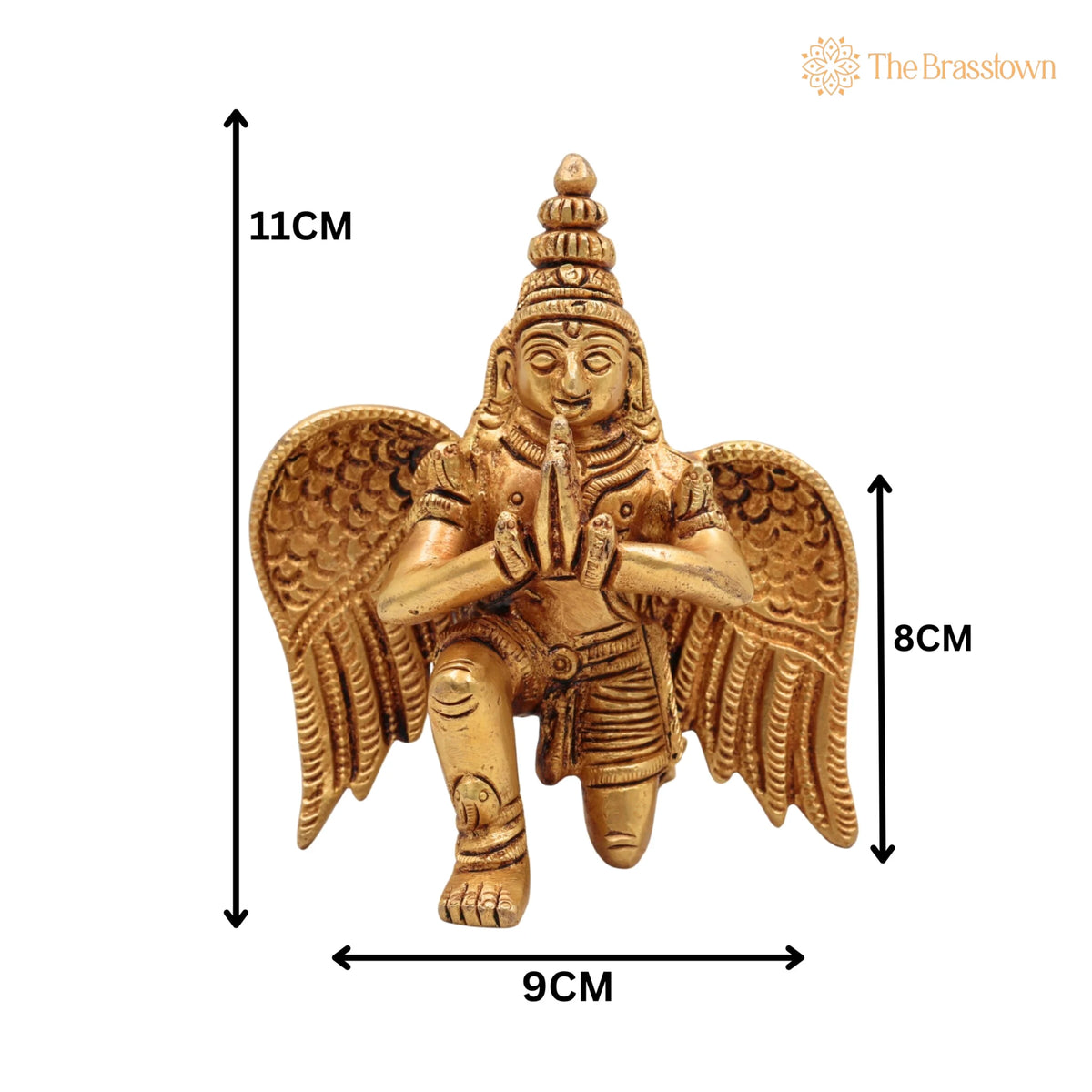 Brass Garuda Dev Idol – Handcrafted Garuthman, Pakshiraj, Suparna, Peetal Sitting Murti for Home Temple &amp; Pooja Décor 4.5 Inch 5