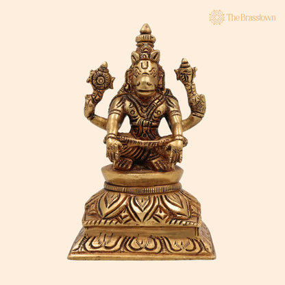 Brass Lord Hayagriva Idol – Handcrafted Hayagreeva Murti Hayavadana Statue Vidya Varada Vigraha for Puja, Home Temple, Décor &amp; Gifts 4.5 Inch 1