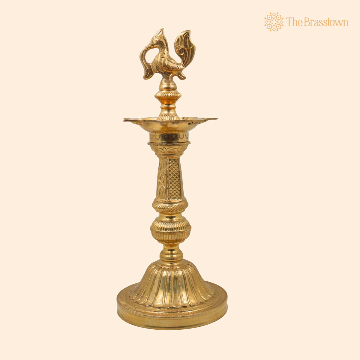 Brass Deepam – Handcrafted Pital Kuthu Vilakku Nilavilakku, Deepa, Temple Pooja Lamp 17 Inch 1