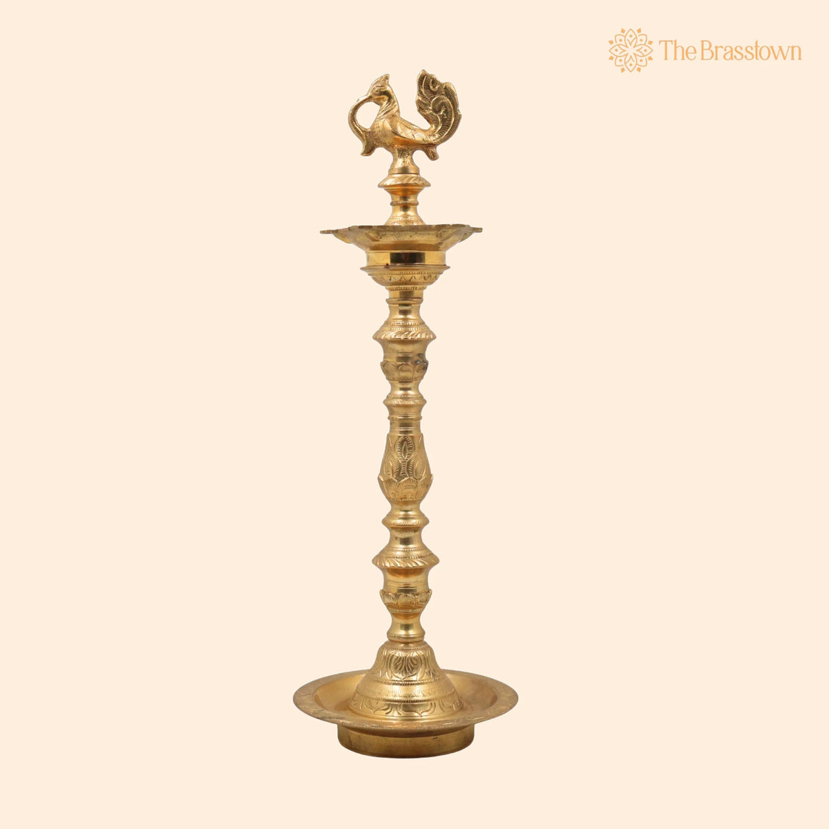 Brass Deepam – Handcrafted Nilavilakku Samai Lamp, Traditional Pital Diya Jyoti Deepa for Aarti, Puja &amp; Home Mandir Décor 17 Inch 1