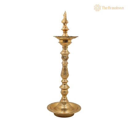 Brass Deepam – Handcrafted Nilavilakku Samai Lamp, Traditional Pital Diya Jyoti Deepa for Aarti, Puja &amp; Home Mandir Décor 17 Inch 4