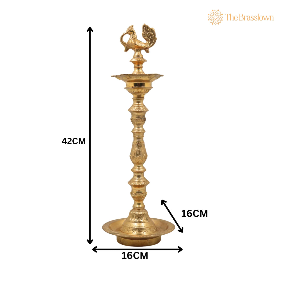 Brass Deepam – Handcrafted Nilavilakku Samai Lamp, Traditional Pital Diya Jyoti Deepa for Aarti, Puja &amp; Home Mandir Décor 17 Inch 5