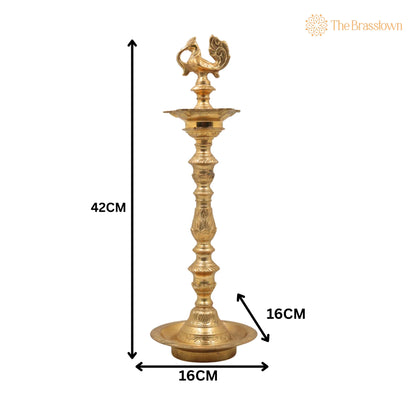 Brass Deepam – Handcrafted Nilavilakku Samai Lamp, Traditional Pital Diya Jyoti Deepa for Aarti, Puja &amp; Home Mandir Décor 17 Inch 5