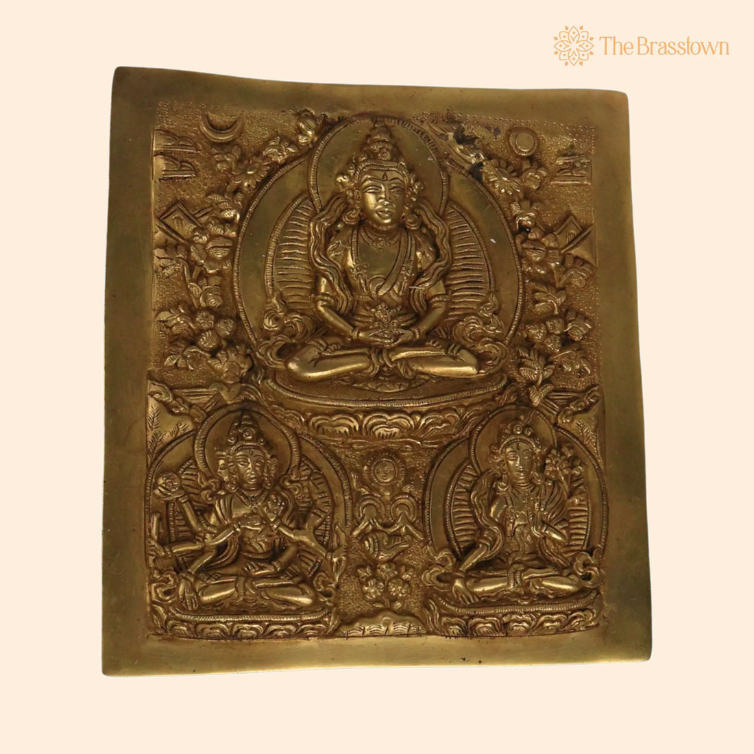 Brass Vasudhara Manjushri Wall Hanging – Handcrafted Manjushree Bodhisattva Idol for Home Temple Meditation &amp; Pooja Décor 7.5 Inch 1