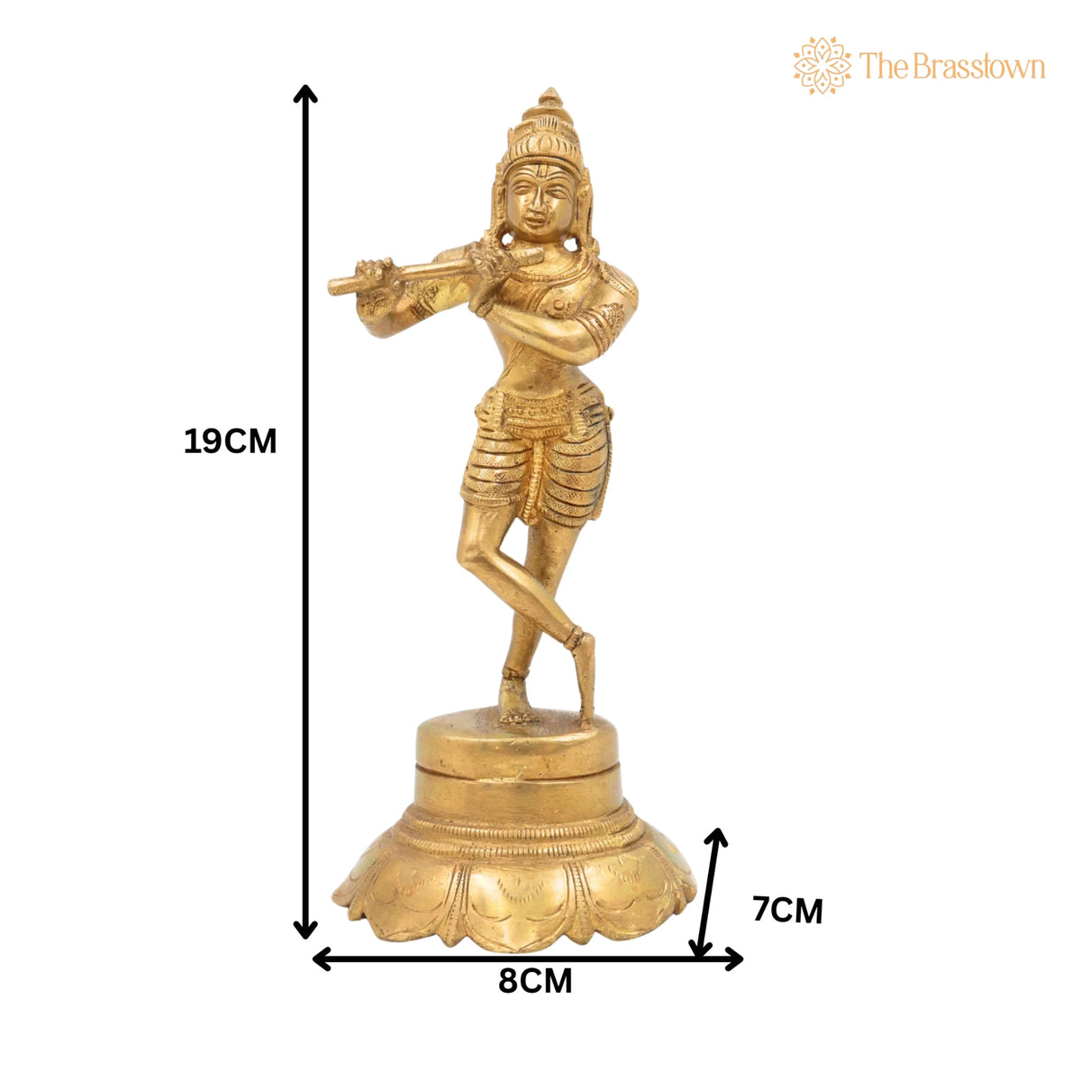 Brass Lord Krishna Idol Playing Flute – Handcrafted Venugopal Kanha Murti, Peetal Govinda Gopala Statue for Pooja, Mandir 7.5 Inch 5