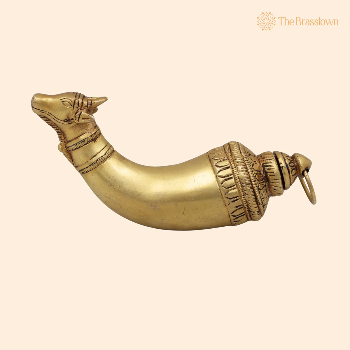 Brass Abhishek Shringi Pipe – Handcrafted Gomukhi Shringi for Puja Rituals &amp; Home Mandir 7 Inch 1