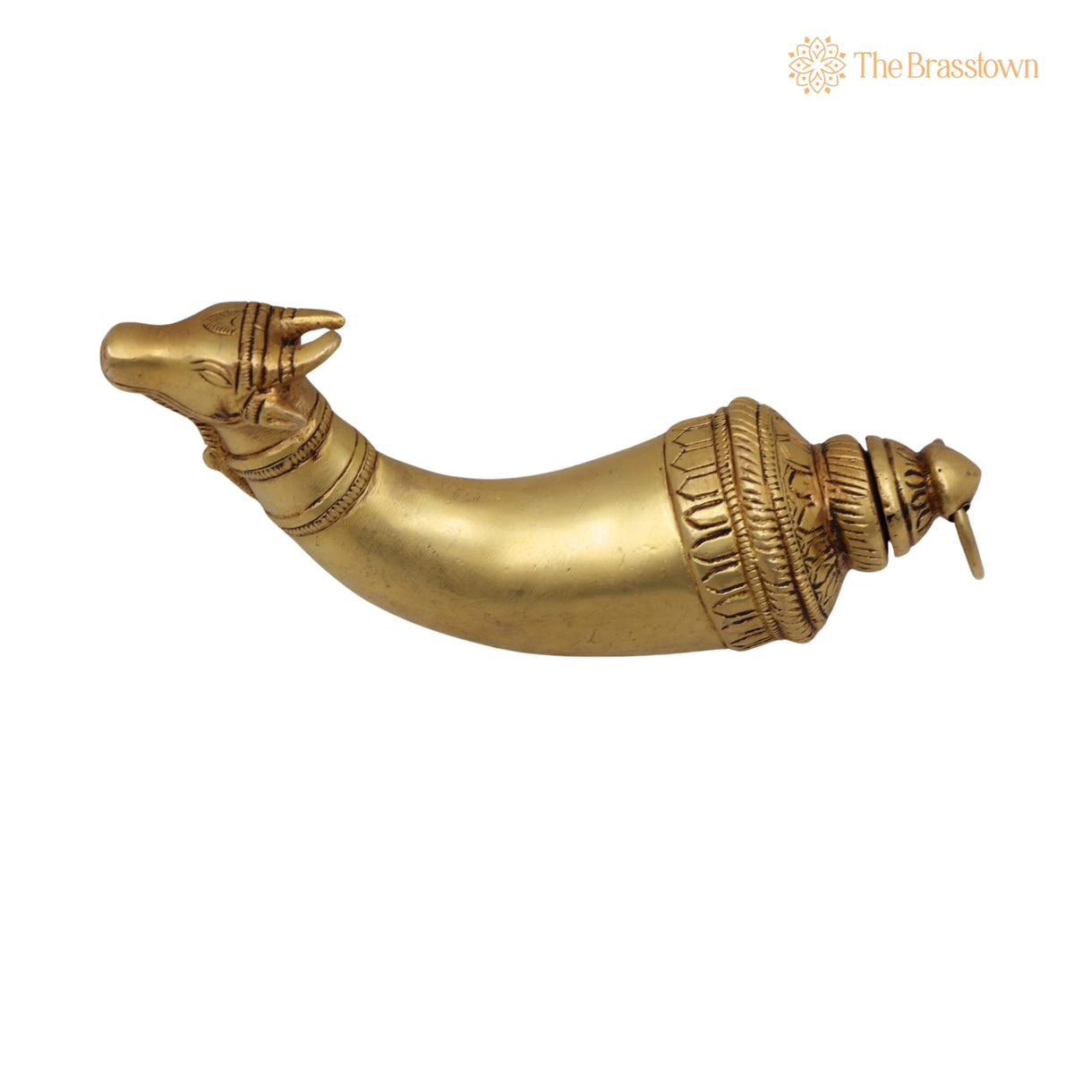 Brass Abhishek Shringi Pipe – Handcrafted Gomukhi Shringi for Puja Rituals &amp; Home Mandir 7 Inch 2