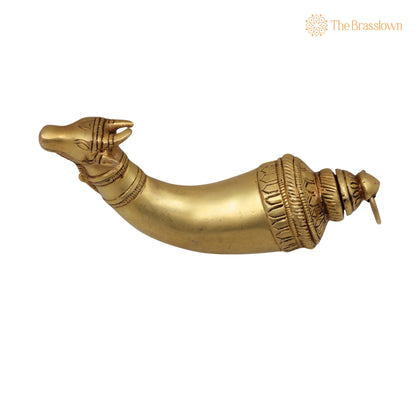 Brass Abhishek Shringi Pipe – Handcrafted Gomukhi Shringi for Puja Rituals &amp; Home Mandir 7 Inch 2