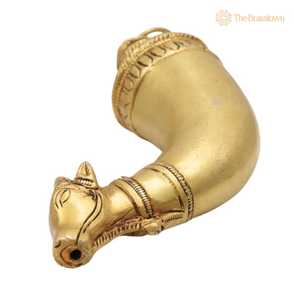Brass Abhishek Shringi Pipe – Handcrafted Gomukhi Shringi for Puja Rituals &amp; Home Mandir 7 Inch 3