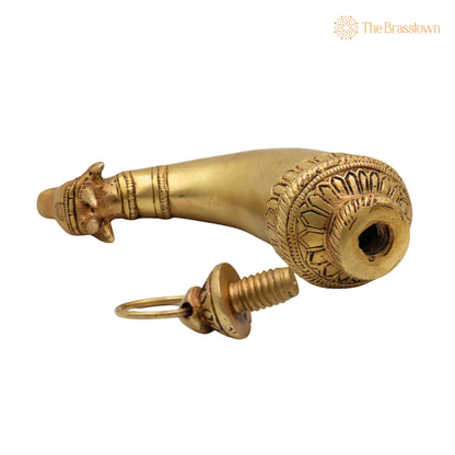 Brass Abhishek Shringi Pipe – Handcrafted Gomukhi Shringi for Puja Rituals &amp; Home Mandir 7 Inch 4