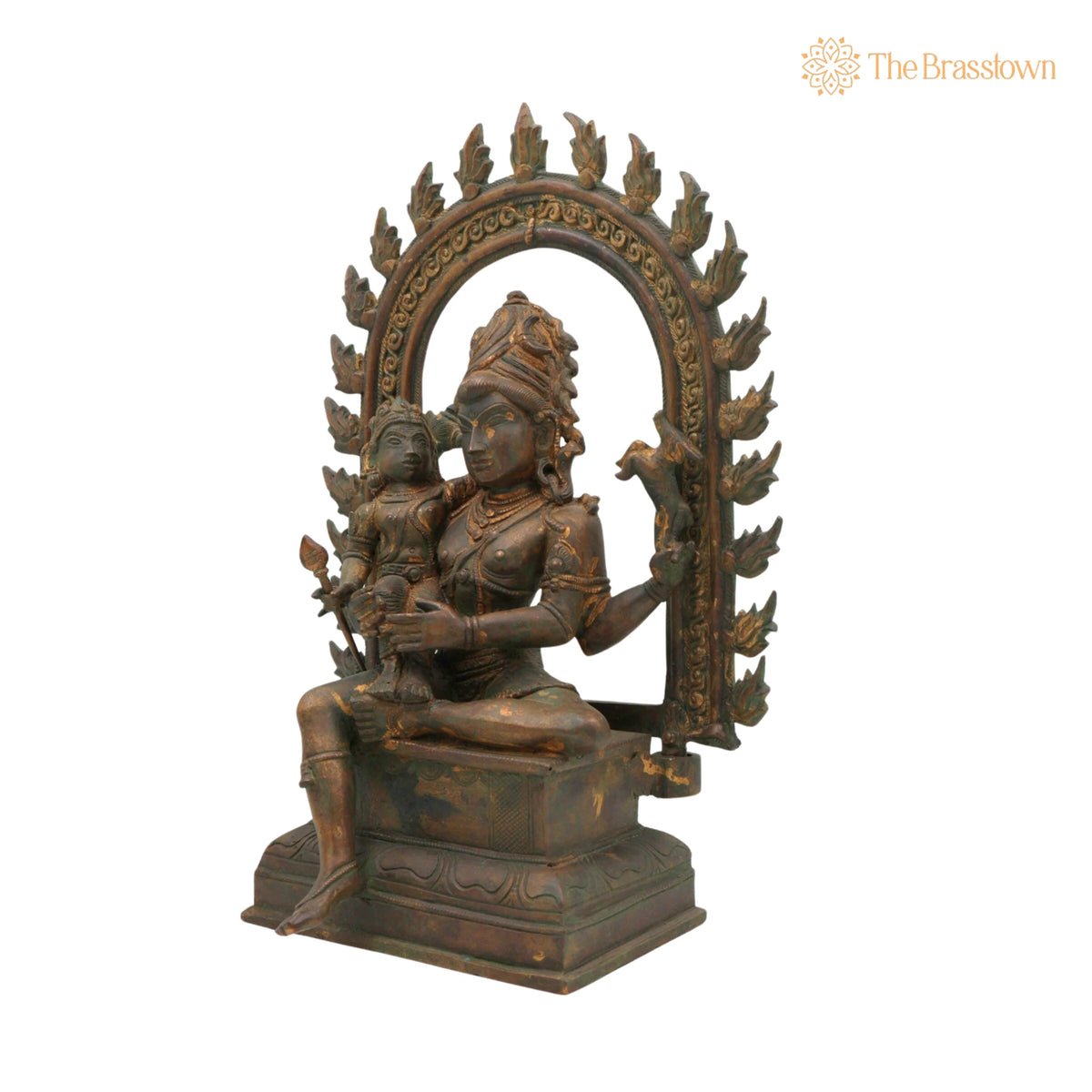 Handcrafted Bronze Shiva with Kartikeya Idol – Mahadev Panchaloha Murti, Chola Art Shiva Statue for Puja &amp; Home Décor, Bholenath 13 Inch 2