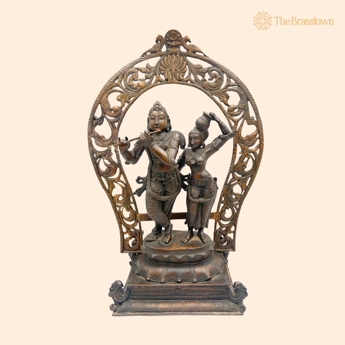 Panchaloha Radha Krishna Idol – Handmade Bronze Radhakrishna Murti for Pooja, Home Décor, Temple, Wedding Gifts 21.5 Inch 1