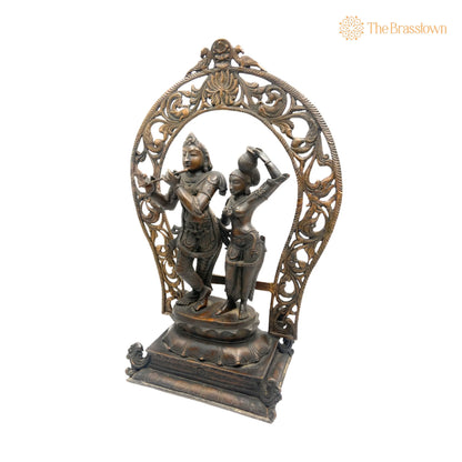 Panchaloha Radha Krishna Idol – Handmade Bronze Radhakrishna Murti for Pooja, Home Décor, Temple, Wedding Gifts 21.5 Inch 2