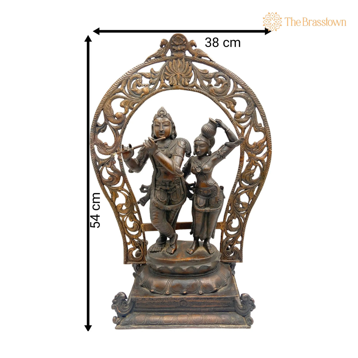 Panchaloha Radha Krishna Idol – Handmade Bronze Radhakrishna Murti for Pooja, Home Décor, Temple, Wedding Gifts 21.5 Inch 5