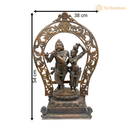 Panchaloha Radha Krishna Idol – Handmade Bronze Radhakrishna Murti for Pooja, Home Décor, Temple, Wedding Gifts 21.5 Inch 5