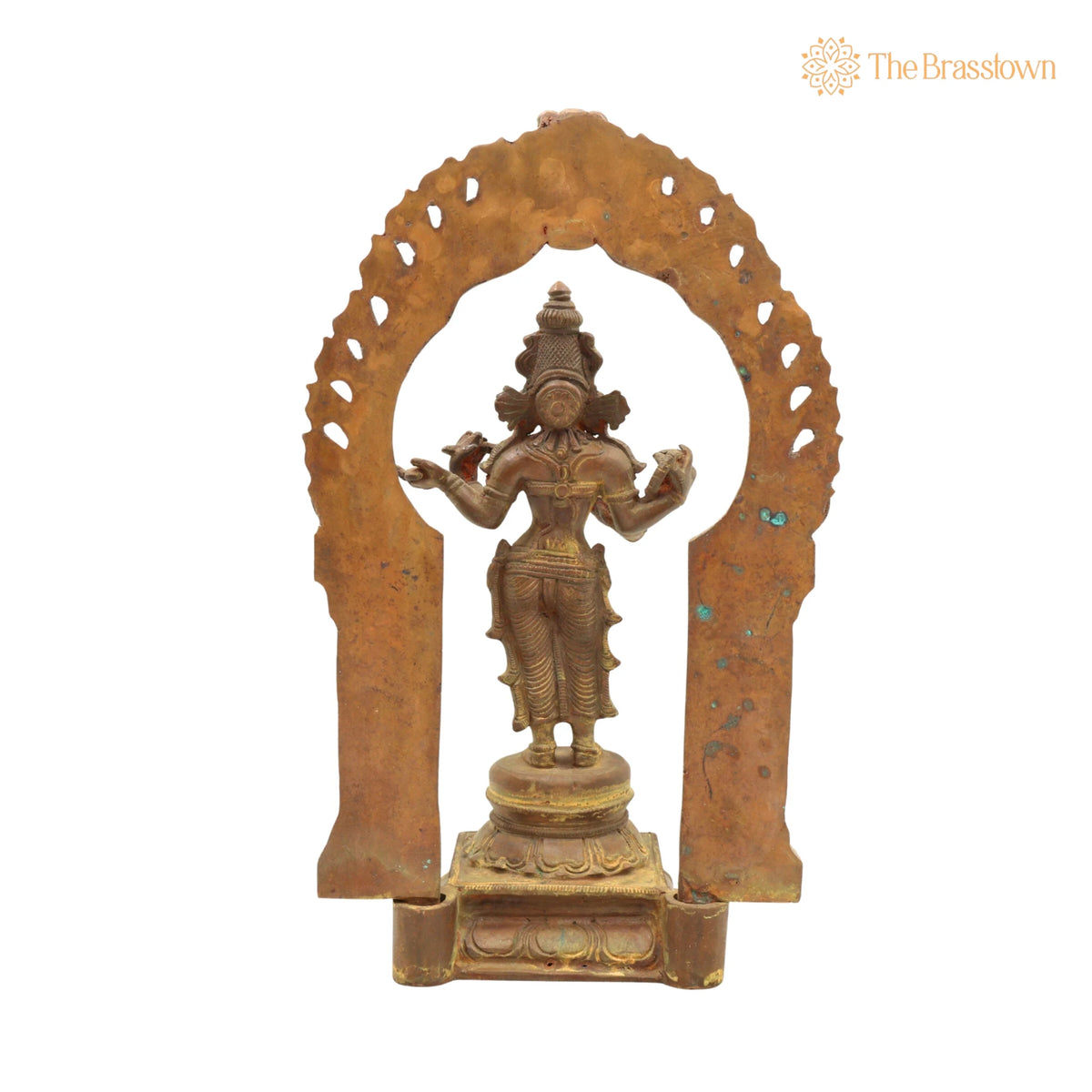 Handmade Bronze Saraswati Idol – Panchaloha Goddess Statue Sharada, Vani, Veena Pustak Dharini Murti for Home 11 Inch 4