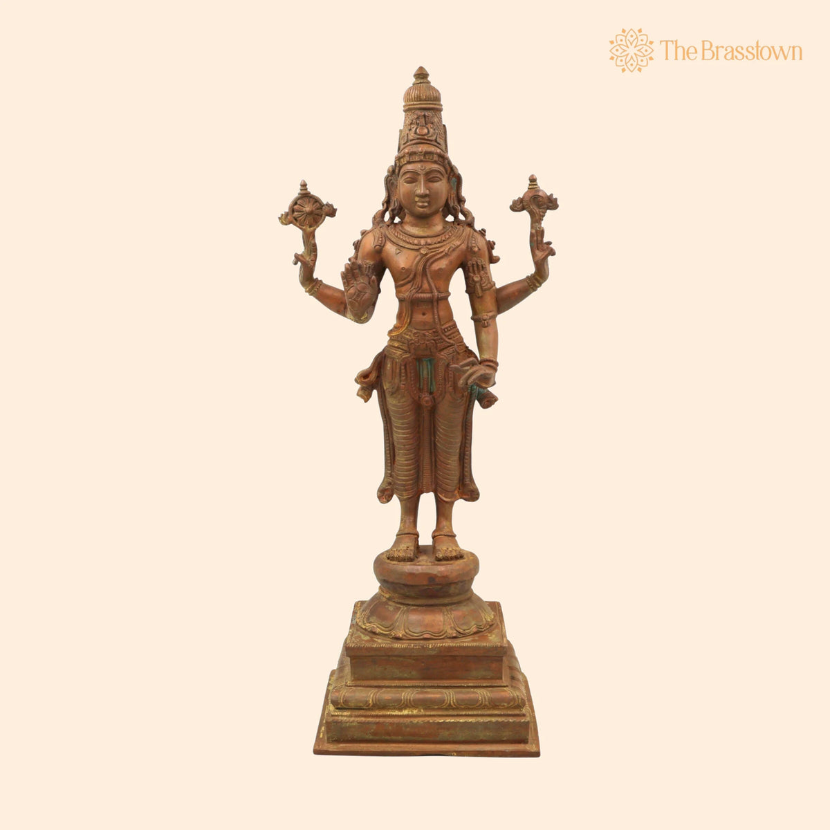 Handmade Panchaloha Vishnu Idol – Bronze Narayana Murti for Puja, Home Mandir &amp; Décor 17.5 Inch 1